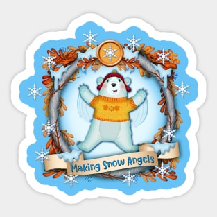 making snow angels Sticker